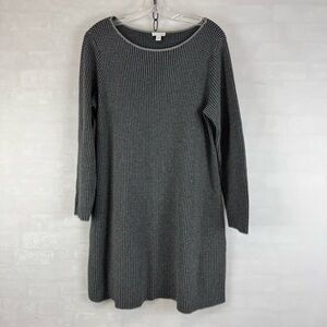 Womens Black White Houndstooth Knit‎ Dress Long Sleeve A-Line Medium
